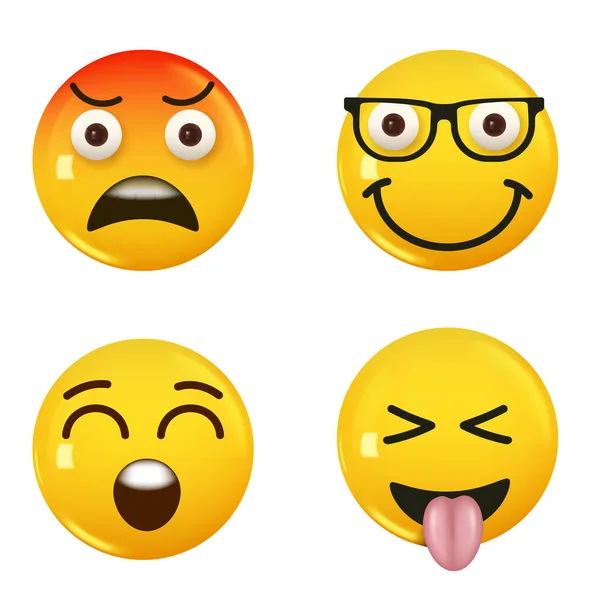Sada Ikony Žlutá Barva Úsměv Emoji Nastav Icon Smile Emoji — Stockový vektor
