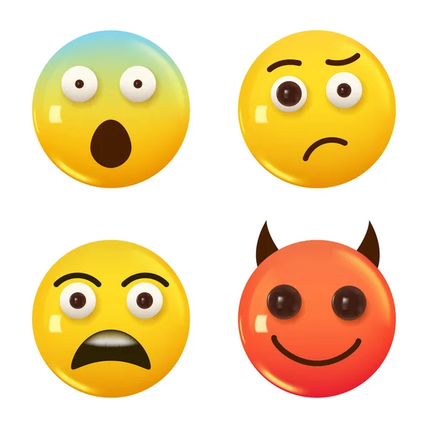 Set Icon Yellow Color Smile Emoji Set Icon Smile Emoji — Stock Vector