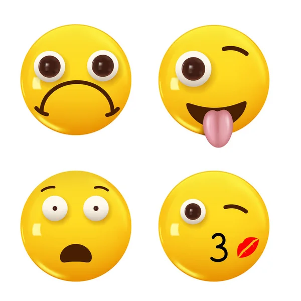 Set Icon Yellow Color Smile Emoji Set Icon Smile Emoji — Stock Vector