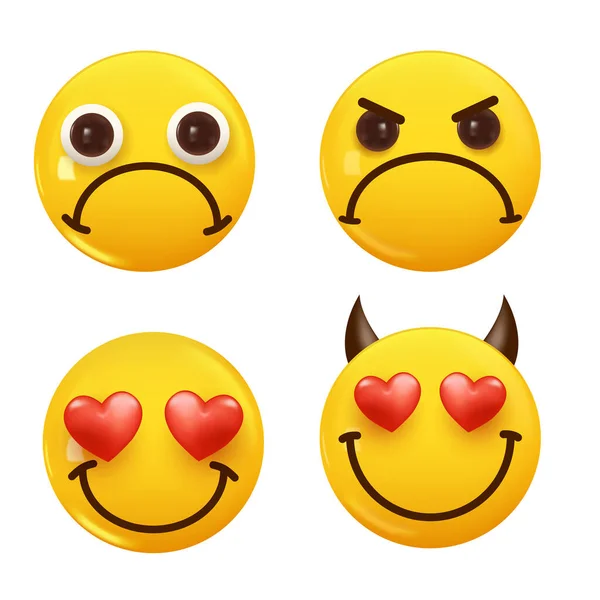 Zestaw Ikony Żółty Kolor Emotikony Uśmiech Ustaw Ikonę Uśmiech Emoji — Wektor stockowy