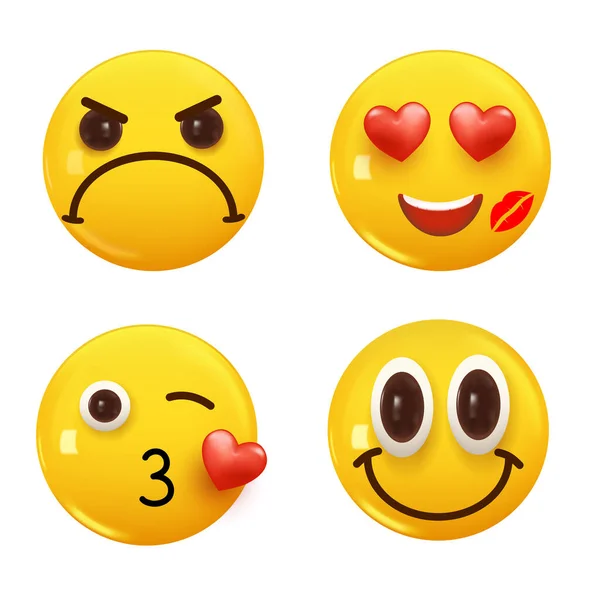Conjunto Ícone Amarelo Emoji Cor Sorriso Set Icon Smile Emoji —  Vetores de Stock