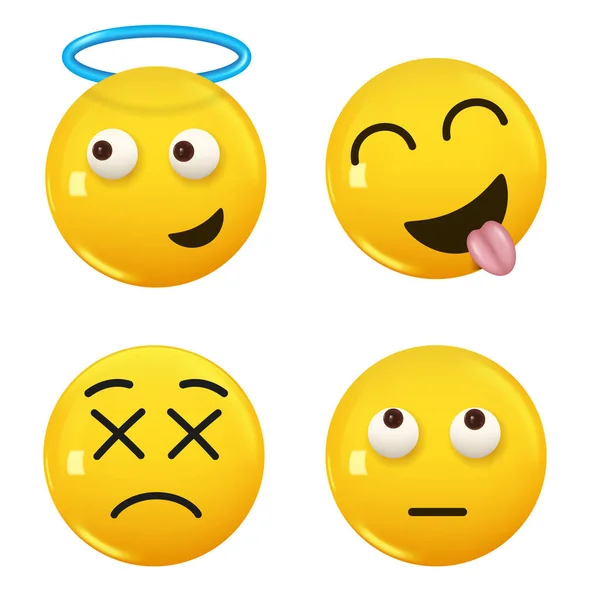 Ikon Sarı Renkli Gülümseme Emojisi Seti Icon Smile Emoji Ayarla — Stok Vektör