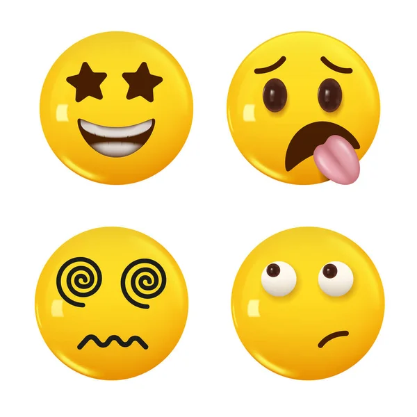 Conjunto Ícone Amarelo Emoji Cor Sorriso Set Icon Smile Emoji — Vetor de Stock