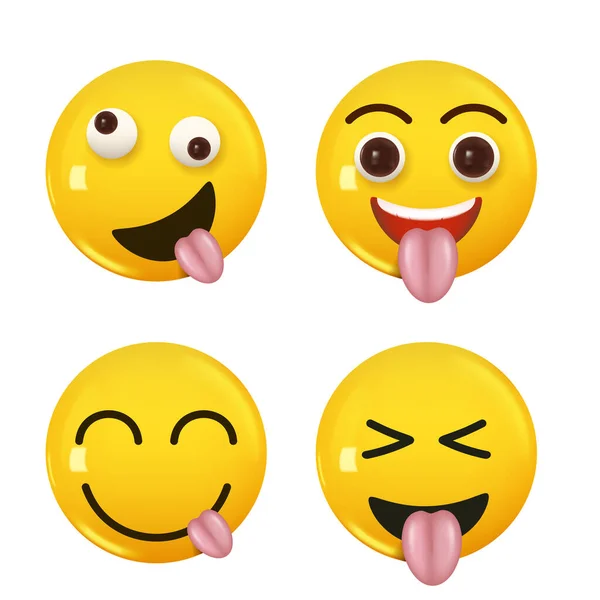 Conjunto Ícone Amarelo Emoji Cor Sorriso Set Icon Smile Emoji — Vetor de Stock