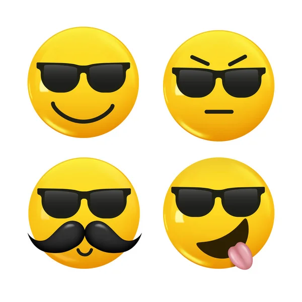 Σύνολο Εικονίδιο Κίτρινο Χρώμα Χαμόγελο Emoji Ρυθμίστε Εικονίδιο Χαμόγελο Emoji — Διανυσματικό Αρχείο