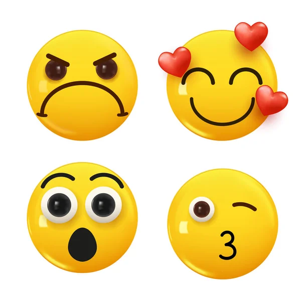 Zestaw Ikony Żółty Kolor Emotikony Uśmiech Ustaw Ikonę Uśmiech Emoji — Wektor stockowy