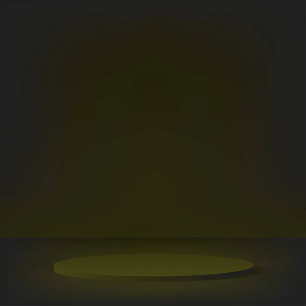 3Dダークグリーンの色の表彰台と最小限のダークグリーンの壁のシーン 3D最小表彰台抽象的な背景 ベクターイラスト — ストックベクタ