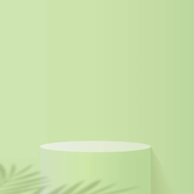 Yeşil renkli geometrik üç boyutlu podyumlarla soyut arkaplan. Vektör illüstrasyonu