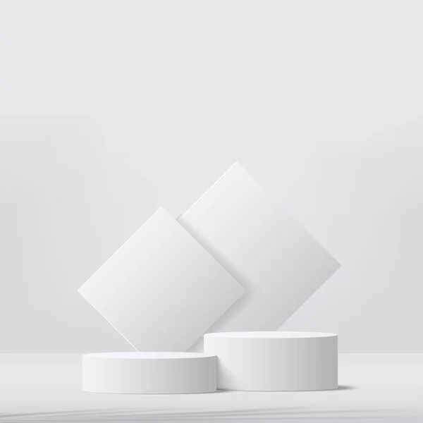 Fondo Abstracto Con Podios Geométricos Color Blanco Ilustración Vectorial — Vector de stock