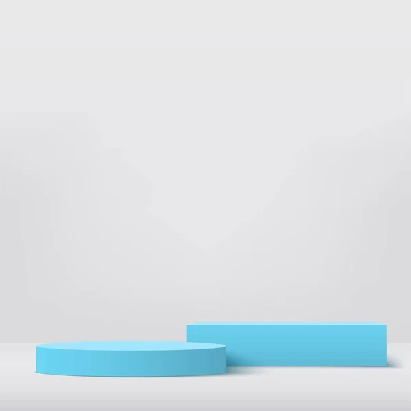 カラフルな幾何学3D表彰台を持つ抽象的な白い背景 ベクトルイラスト — ストックベクタ