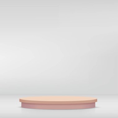 Renkli geometrik 3d podyumları olan soyut beyaz arka plan. Vektör illüstrasyonu