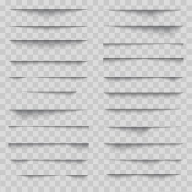 Bir dizi gerçekçi gölge etkisi. Poster, broşür, kartvizit, afiş gölge koleksiyonu. Vektör illüstrasyonu