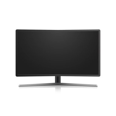 Arka planda siyah LED TV ekranı boş. Vektör illüstrasyonu