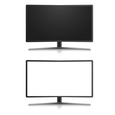 Arka planda siyah LED TV ekranı boş. Vektör illüstrasyonu