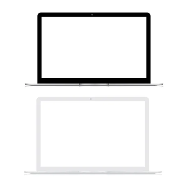 Vista Frontal Realista Portátil Computadora Portátil Moderna Maqueta Cuaderno Visualización — Archivo Imágenes Vectoriales