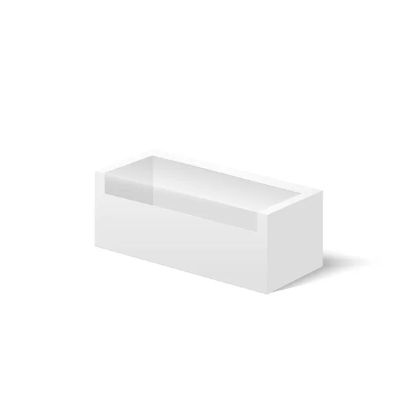 Modelo Universal Caja Cartón Blanco Con Ventana Transparente Ilustración Vectorial — Vector de stock