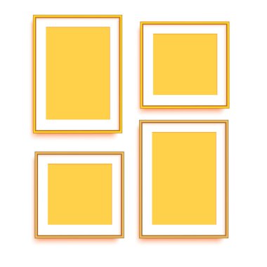 Tasarımın için bir set kare klasik altın çerçeve. Klasik kılıf. Vektör illüstrasyonu