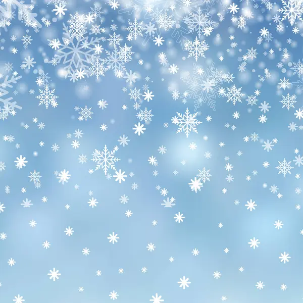 Kerst Snowy Achtergrond Met Vallende Sneeuw Sneeuwvlokken Sneeuwvlok Voor Winter — Stockvector