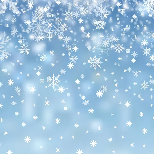Weihnachten Schneehintergrund Mit Fallendem Schnee Schneeflocken Schneeverwehungen Für Die Winter — Stockvektor