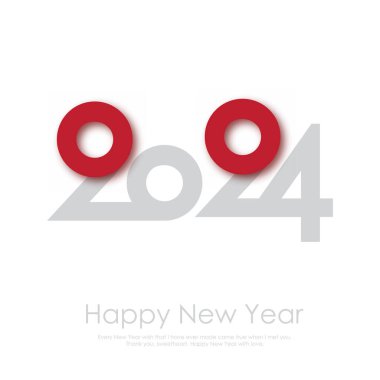 2024 Mutlu Yıllar logosu metin tasarımı. Vektör illüstrasyonu