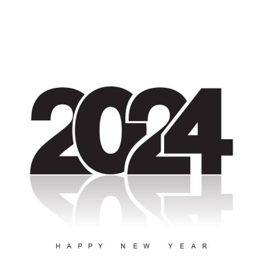 2024 Mutlu Yıllar logosu metin tasarımı. Vektör illüstrasyonu