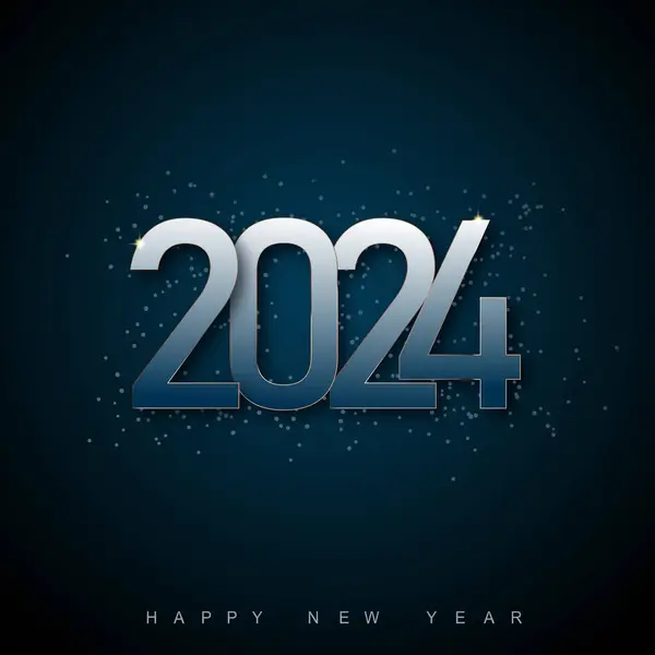 2024 Cartão Feliz Ano Novo Com Texto Brilhante Ilustração Vetorial Ilustração De Bancos De Imagens