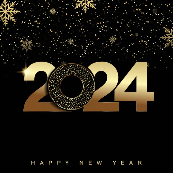 2024 Feliz Ano Novo Design Fundo Ouro 2024 Cartas Feliz Gráficos De Vetores