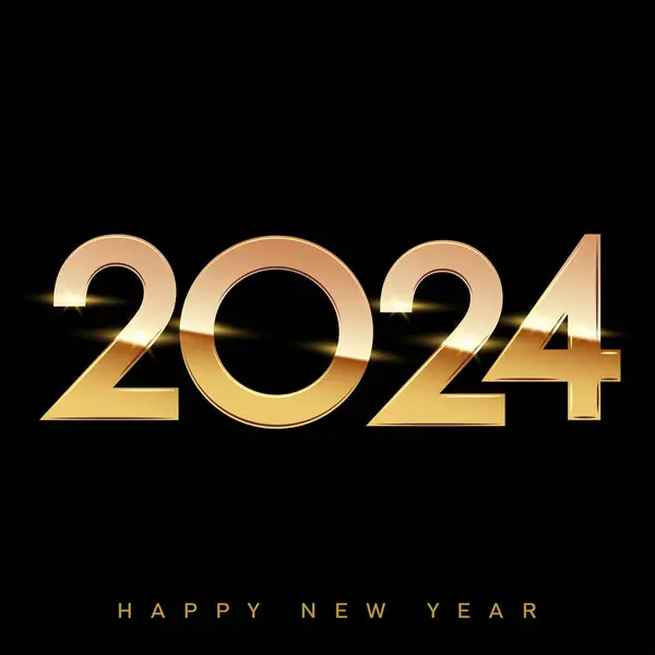 2024 Feliz Ano Novo Saudação Cartão Ouro Festivo Ilustração Vetorial Gráficos Vetores