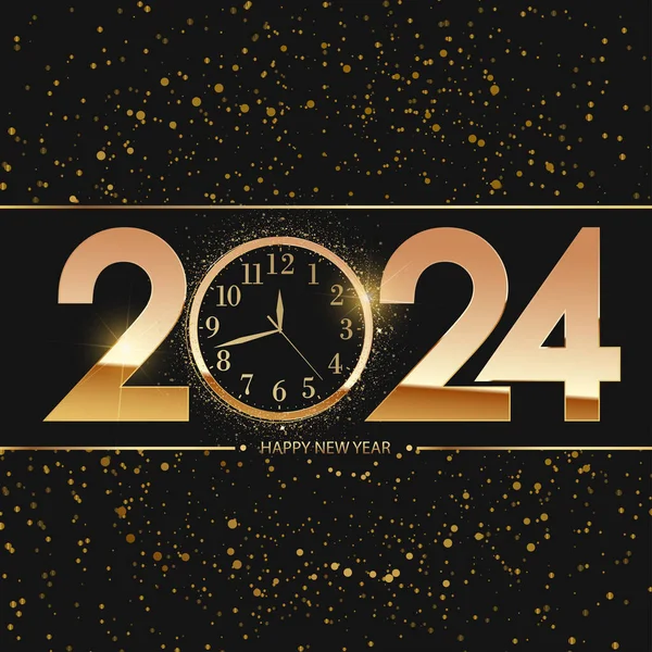 2024 Feliz Ano Novo Fundo Contagem Regressiva Relógio Cartão Festivo Ilustrações De Stock Royalty-Free