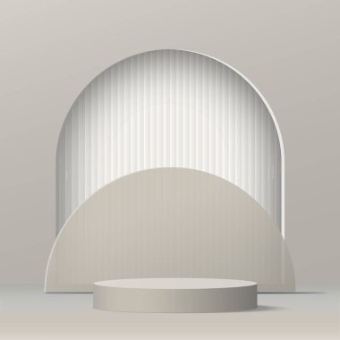 3d white color podium and minimal white color wall scene. 3d podium minimal abstract background. Vector illustration