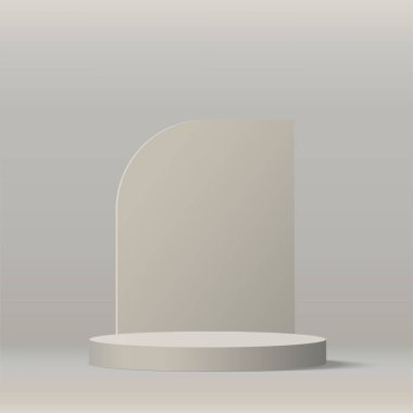 3d white color podium and minimal white color wall scene. 3d podium minimal abstract background. Vector illustration