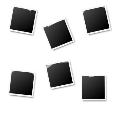 Yapışkan bantlı klasik fotoğraf çerçevesi. Vektör.