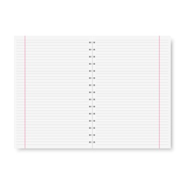 Beyaz arkaplanda izole edilmiş spiral defter. Vektör illüstrasyonu