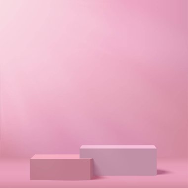 Pembe podyum ya da spot ışığı olan kaide. Vektör illüstrasyonu