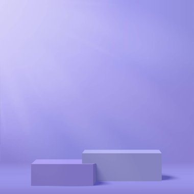 Mavi podyum ya da spot ışıkları olan kaide. Vektör illüstrasyonu