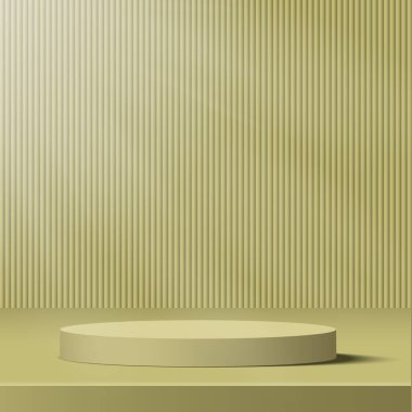 3D sarı renkli podyum ve asgari sarı duvar görüntüsü Vektör illüstrasyonu