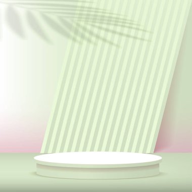 3D renkli podyum ve en az renkli duvar sahnesi Vektör illüstrasyonu