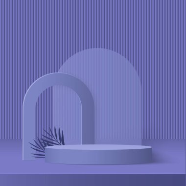 3d mavi renk podyumu ve minimal mavi duvar görüntü vektörü illüstrasyonu