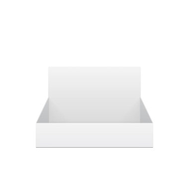 Boş mukavva POS POI boş vitrin kutusu tutucusu satılık. Vektör illüstrasyonu