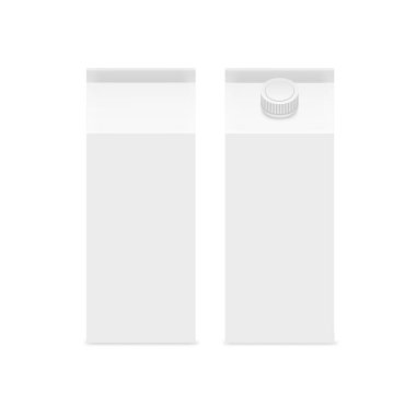 Şapkalı ve şapkasız iki beyaz kutu. Vektör illüstrasyonu