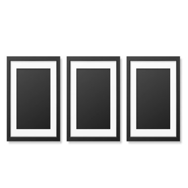 İki vektör resim çerçevesi, siyah ve beyaz, izole, basit tasarım.