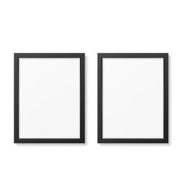 İki vektör resim çerçevesi, siyah ve beyaz, izole, basit tasarım.