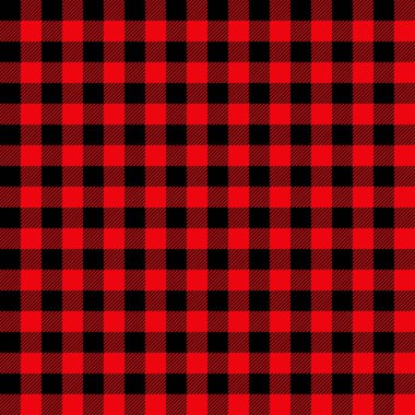 Kırmızı ve siyah kareli desen, kusursuz vektör tasarımı, geometrik stil. Vektör illüstrasyonu