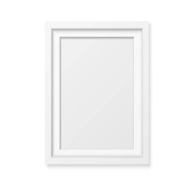 Minimalist tasarımı olan boş beyaz kare bir çerçeve. Vektör illüstrasyonu