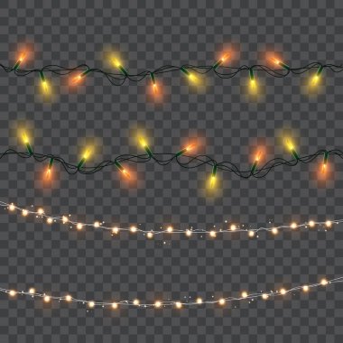 Parti Dekorasyonu için Parlak Neon Dizgi Işıkları. Vektör illüstrasyonu