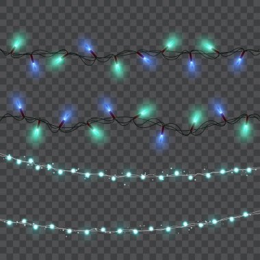 Parti Dekorasyonu için Parlak Neon Dizgi Işıkları. Vektör illüstrasyonu