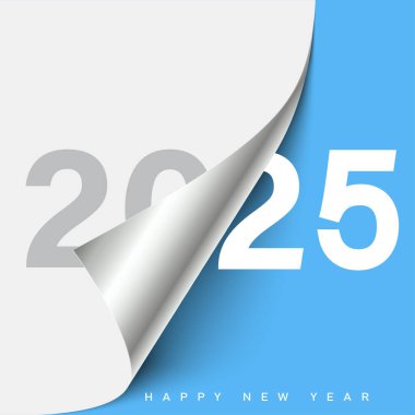 Beyaz arka planda minimum dikey siyah 2025 Yeni Yıl tasarımı. Vektör illüstrasyonu