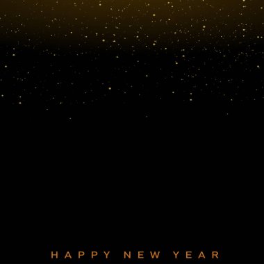 Zarif Altın Kar Taneleri ve Kara Arkaplan Vektör illüstrasyonunda Mutlu Yıllar