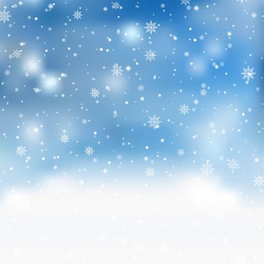 Yılbaşı kartları ve yeni yıl kutlamaları için kar tanesi arkaplanı. Vektör.