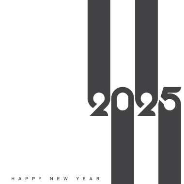 Modern Minimalist Yeni Yıl 2025 Noel tebrik kartı tasarımı Sanat Vektörü illüstrasyonu